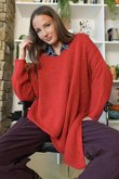  Big Softie Super Slant Knit Jumper Deep Ruby
